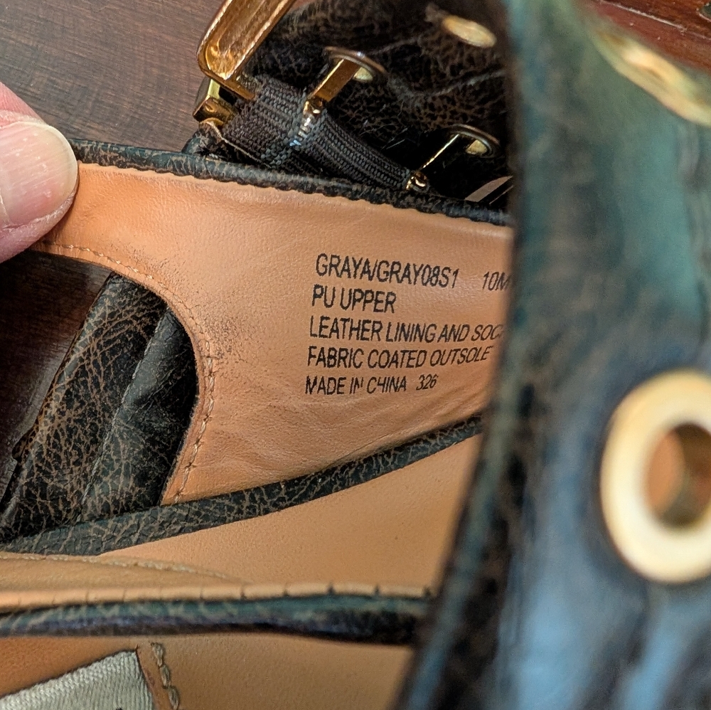 Steve Madden Graya Flats, Brown Distressed, Double Buckle - Picture 3 of 5